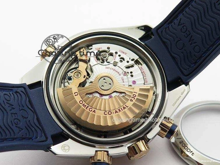 0513 GoodFit Seamaster Professional Chrono RG Blue Ceramic Blue Dial On Blue Gummy Strap A 8213